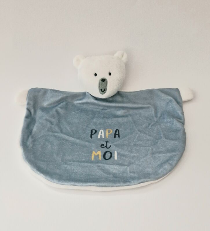  comforter bear blue white papa et moi 25 cm 